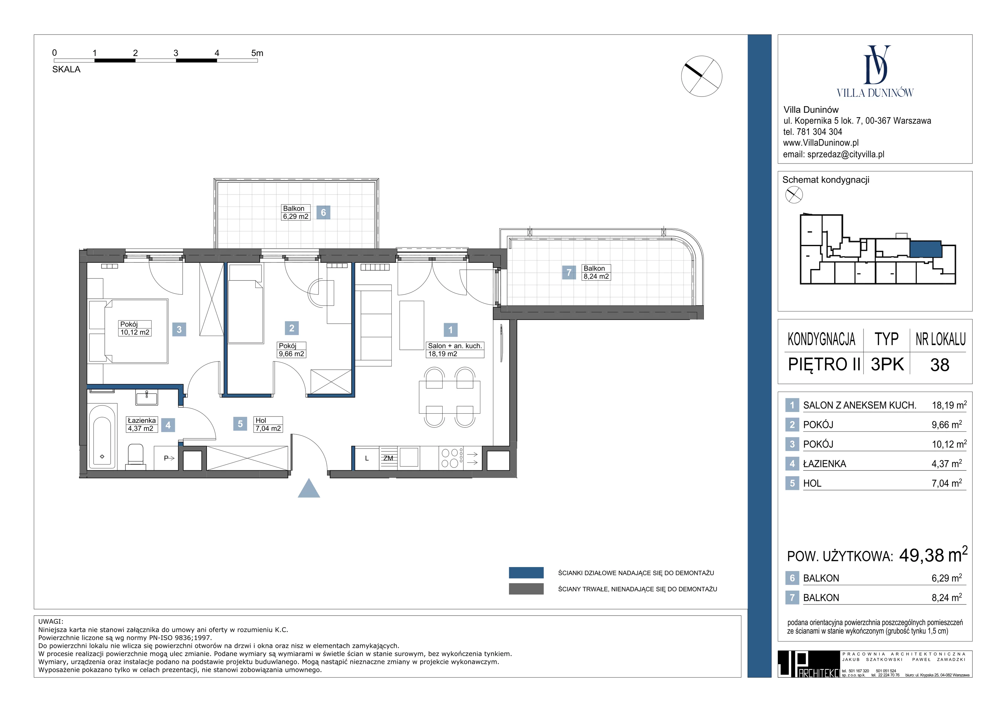 Mieszkanie 49,38 m², piętro 2, oferta nr 38, Villa Duninów, Warszawa, Białołęka, Henryków, ul. Duninów 7, 03-182 Warszawa